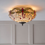 Dragonfly Beige Medium 2-Light Flush Ceiling Light