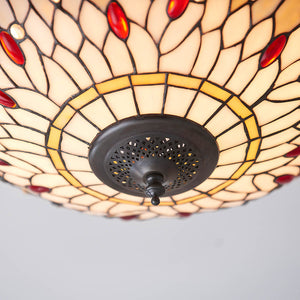 Dragonfly Beige Medium 2-Light Flush Ceiling Light - Comet Lighting