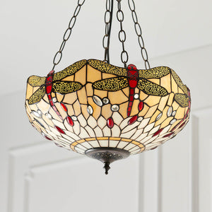 Dragonfly Beige Medium Inverted 3-Light Pendant Ceiling Light