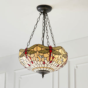 Dragonfly Beige Medium Inverted 3-Light Pendant Ceiling Light