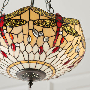 Dragonfly Beige Medium Inverted 3-Light Pendant Ceiling Light
