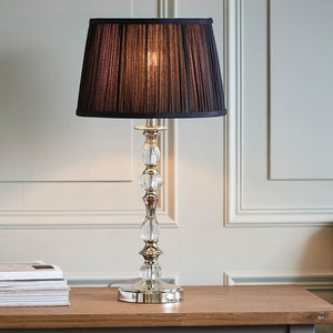 Polina Nickel Medium Table Lamp & Black Shade - Comet Lighting