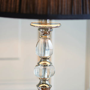 Polina Nickel Medium Table Lamp & Black Shade - Comet Lighting