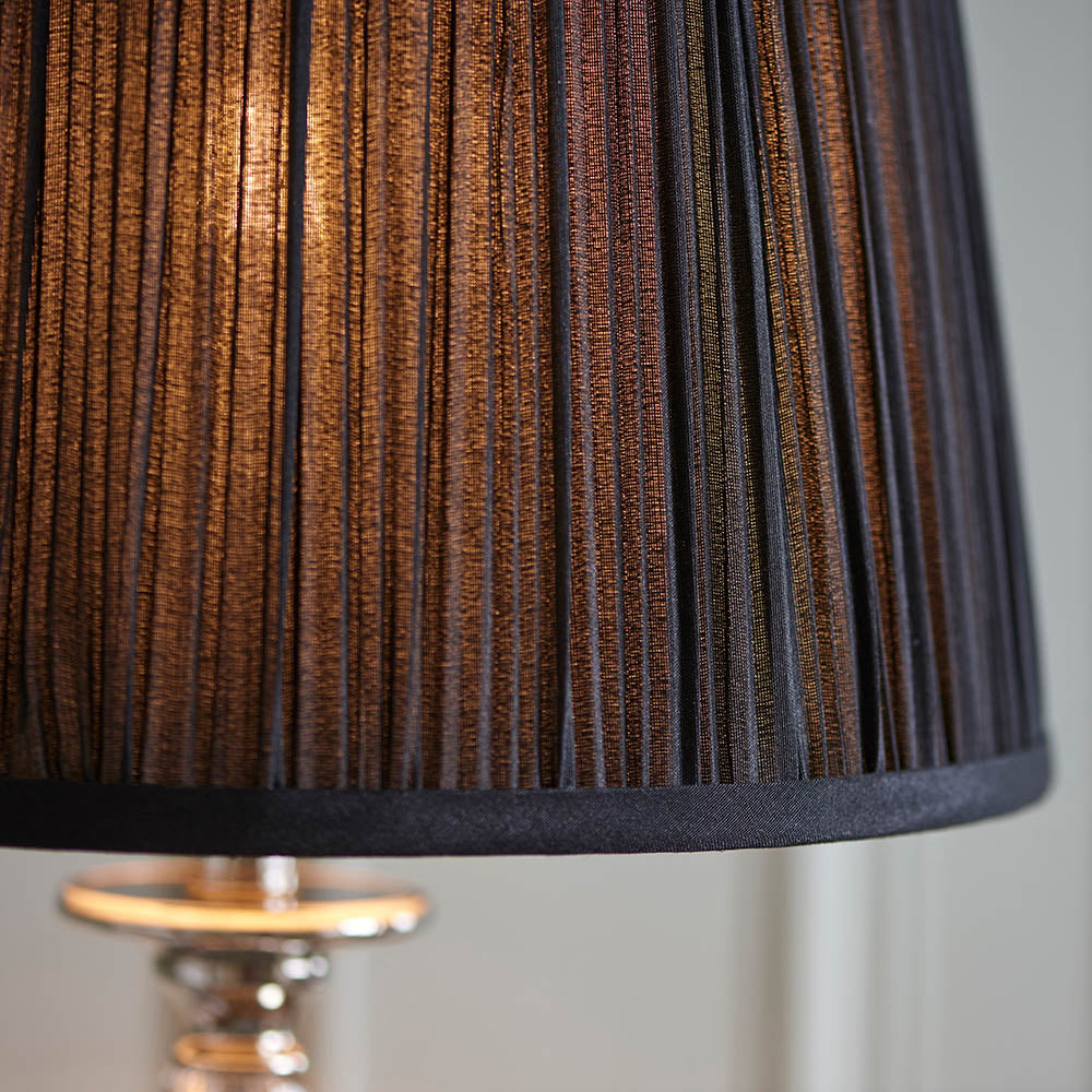 Polina Nickel Medium Table Lamp & Black Shade