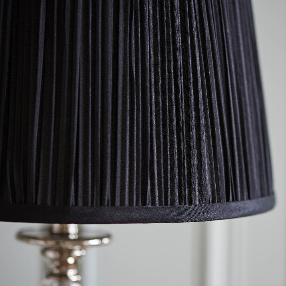 Polina Nickel Medium Table Lamp & Black Shade