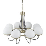 Searchlight 8 Light Ceiling Brass White Glass Shades - Comet Lighting