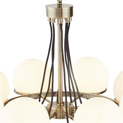 Searchlight 8 Light Ceiling Brass White Glass Shades - Comet Lighting