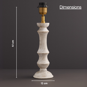 AARTIN ELIZA TABLE LAMP IN WOOD WITH WHITEWASH FINISH (BASE ONLY)