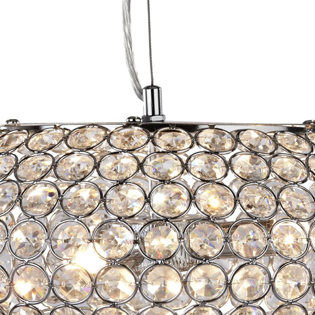 Chantilly 3Lt Pendant - Chrome Metal & Crystal Buttons - Comet Lighting