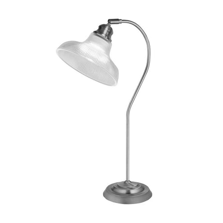 Searchlight Bistro III Table Lamp, Satin Silver, Halophane Glass