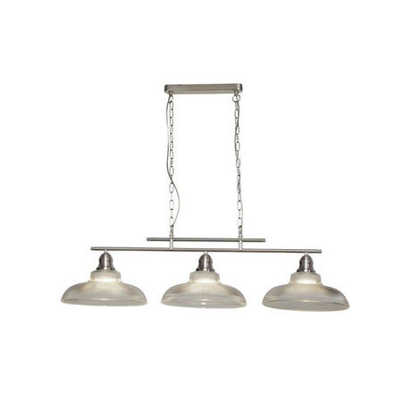 Searchlight 3 Light Ceiling Bar, Antique Brass, Crystal Glass Shades, Adjustable Height