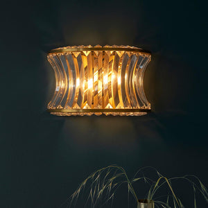 Tirso 2Lt Wall Light Brushed Warm Brass w/ Concave Clear Glass