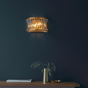 Tirso 2Lt Wall Light Brushed Warm Brass w/ Concave Clear Glass