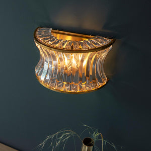 Tirso 2Lt Wall Light Brushed Warm Brass w/ Concave Clear Glass
