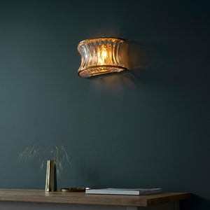 Tirso 2Lt Wall Light Brushed Warm Brass w/ Concave Clear Glass