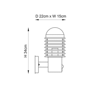 Louvre 1-Light Outdoor Wall Light & PIR Stainless Steel - Comet Lighting