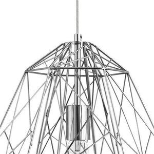 Searchlight Chrome Geometric Cage Frame Pendant Light - Comet Lighting