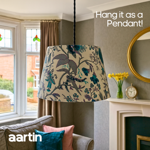 AARTIN 35 CM GREY LILAC BLOOMS STRAIGHT EMPIRE ROLLED LAMPSHADE IN COTTON