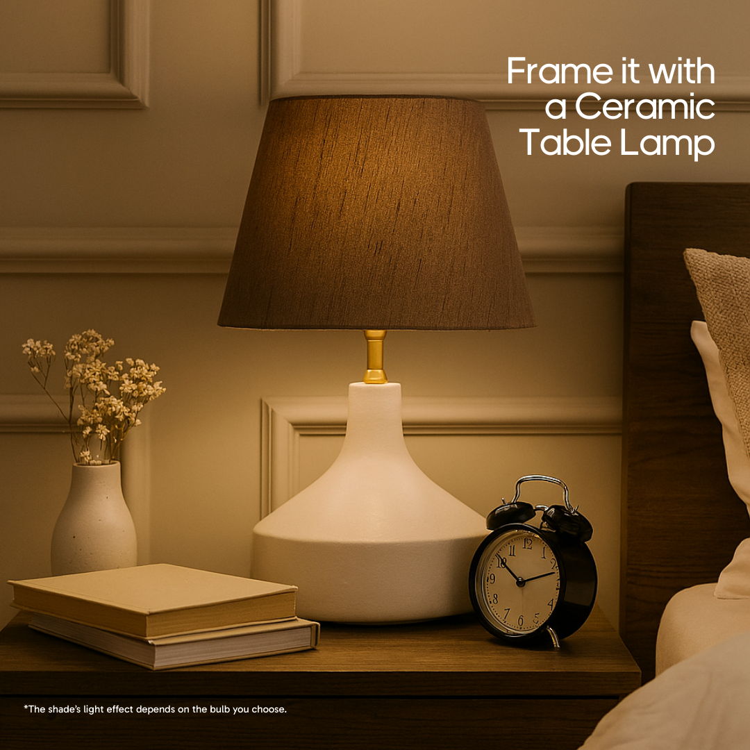 AARTIN STRAIGHT EMPIRE ROLLED LAMPSHADE IN TAUPE SILK