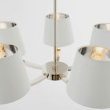 Harvey 5-Light Pendant Ceiling Light Nickel & White Shades - Comet Lighting