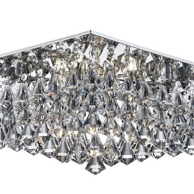 Searchlight Hanna Chrome 8 Light Ceiling Fitting Crystal Drops - Comet Lighting