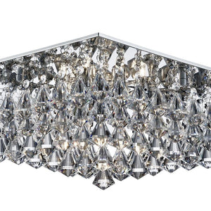 Searchlight Hanna Square Chrome 8 Light Ceiling Fitting Crystal Drops