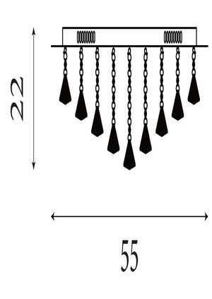 Searchlight Hanna Square Chrome 8 Light Ceiling Fitting Crystal Drops