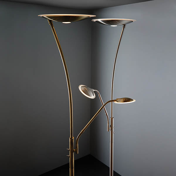 Alassio Mother & Child Task Floor Lamp Antique Brass - Comet Lighting