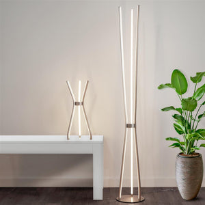 Salterton Tripod LED 3Lt Floor Lamp Satin Nickel - Comet Lighting