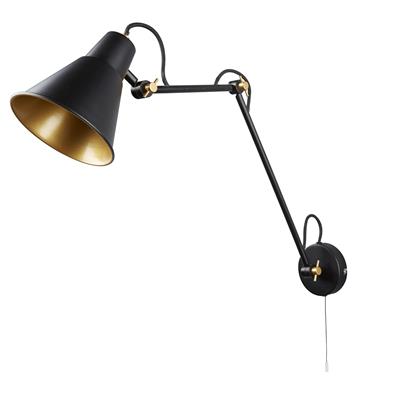 Searchlight 1 Light Adjustable Wall Bracket Black Gold - Comet Lighting