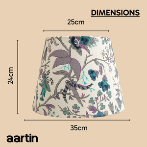 AARTIN 35 CM GREY LILAC BLOOMS STRAIGHT EMPIRE ROLLED LAMPSHADE IN COTTON