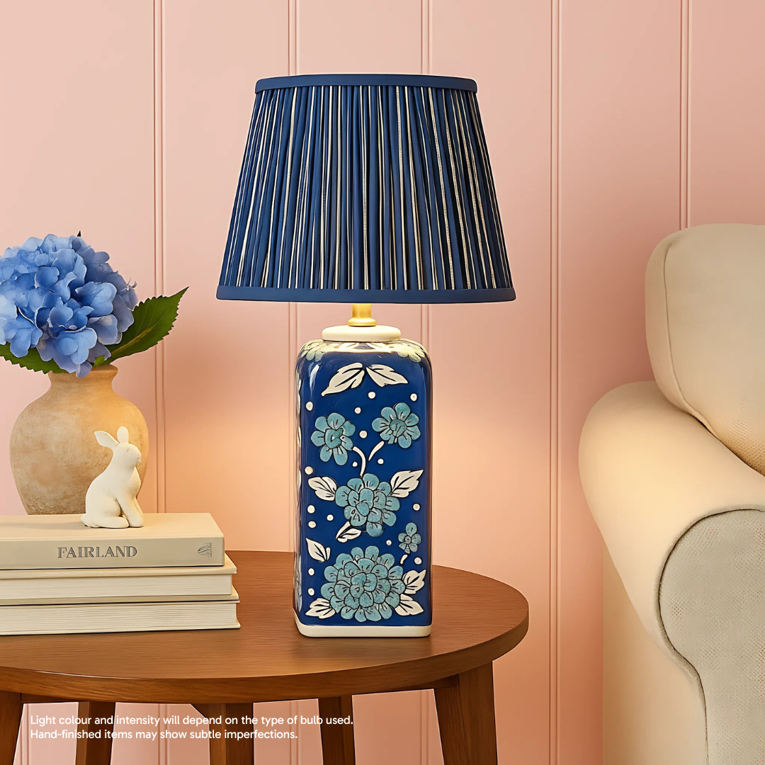AARTIN MAPLE TABLE LAMP IN CERAMIC WITH BLUE WHITE HAND PAINTED DESIGN (BASE ONLY)