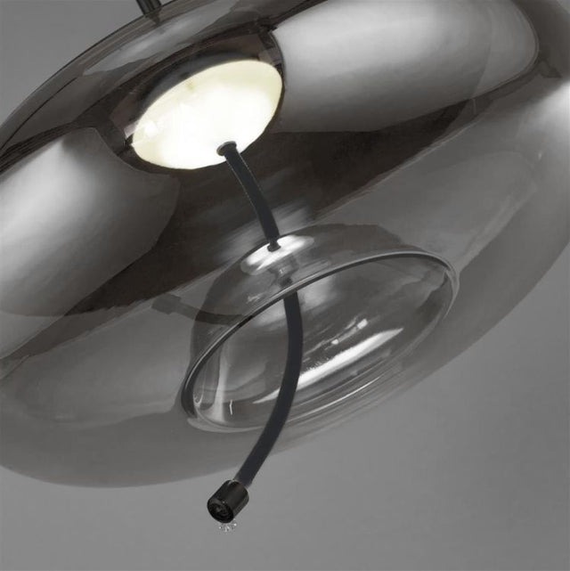 Searchlight Lisbon LED Ceiling Pendant - Black Metal & Smoked Glass (A)