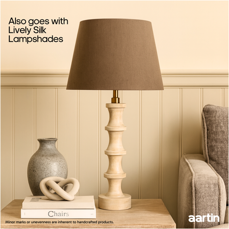 AARTIN NOVA TABLE LAMP IN WOOD WITH WHITEWASH FINISH (BASE ONLY)