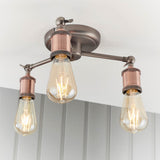 Hal 3-Light Semi Flush Ceiling Light Pewter/Copper - Comet Lighting