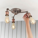 Hal 3-Light Semi Flush Ceiling Light Pewter/Copper - Comet Lighting