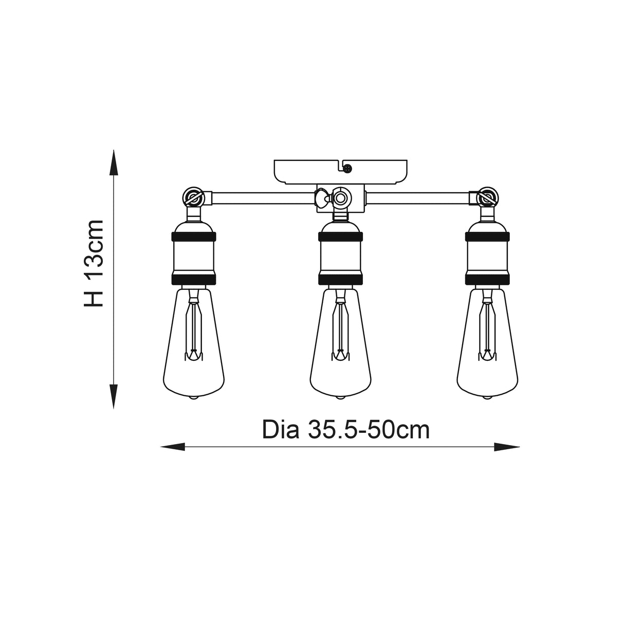 Hal 3-Light Semi Flush Ceiling Light Pewter/Copper - Comet Lighting