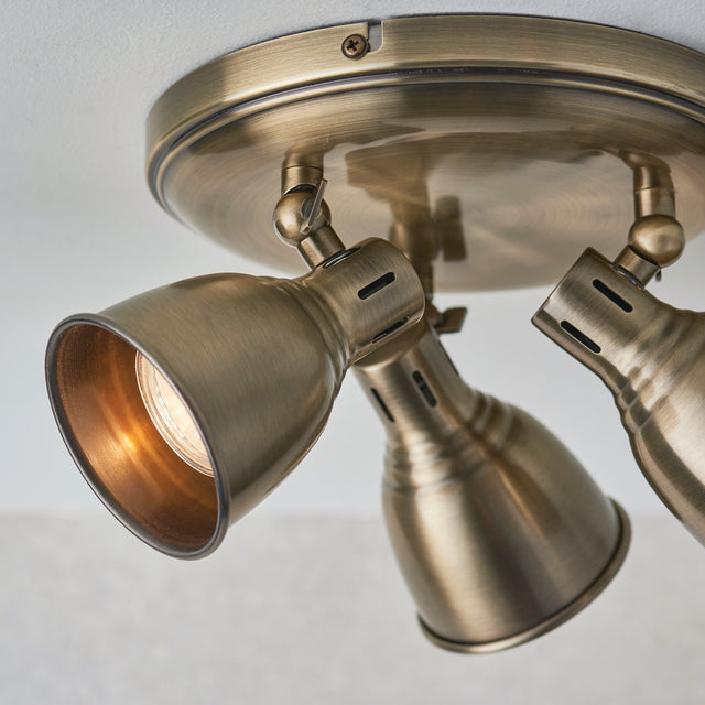 Westbury 3-Light Round Antique Brass