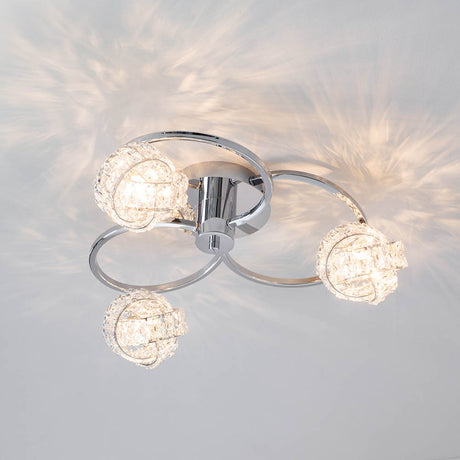 Talia 3-Light Semi Flush Ceiling Light Chrome - Comet Lighting