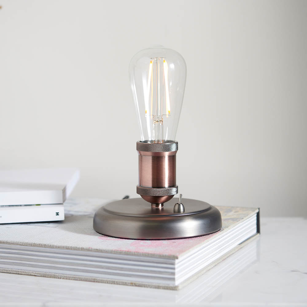 Hal Table Lamp Aged Pewter/Copper B - Comet Lighting