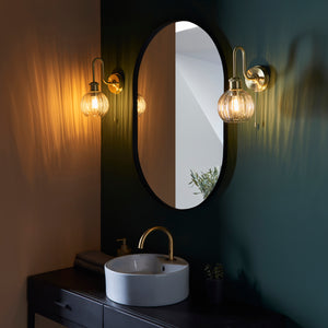 Jhelum Wall Light Satin Brushed Gold w/ Ribbed Glass - Comet Lighting
