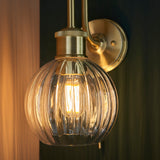 Jhelum Wall Light Satin Brushed Gold w/ Ribbed Glass