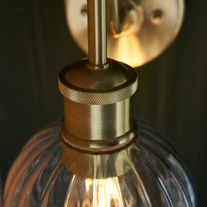 Jhelum Wall Light Satin Brushed Gold w/ Ribbed Glass - Comet Lighting