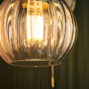 Jhelum Wall Light Satin Brushed Gold w/ Ribbed Glass - Comet Lighting