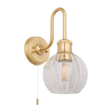 Jhelum Wall Light Satin Brushed Gold w/ Ribbed Glass