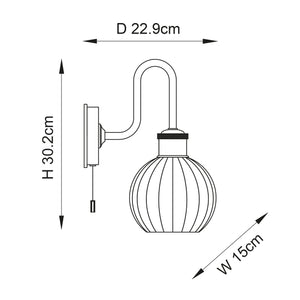 Jhelum Wall Light Satin Brushed Gold w/ Ribbed Glass - Comet Lighting
