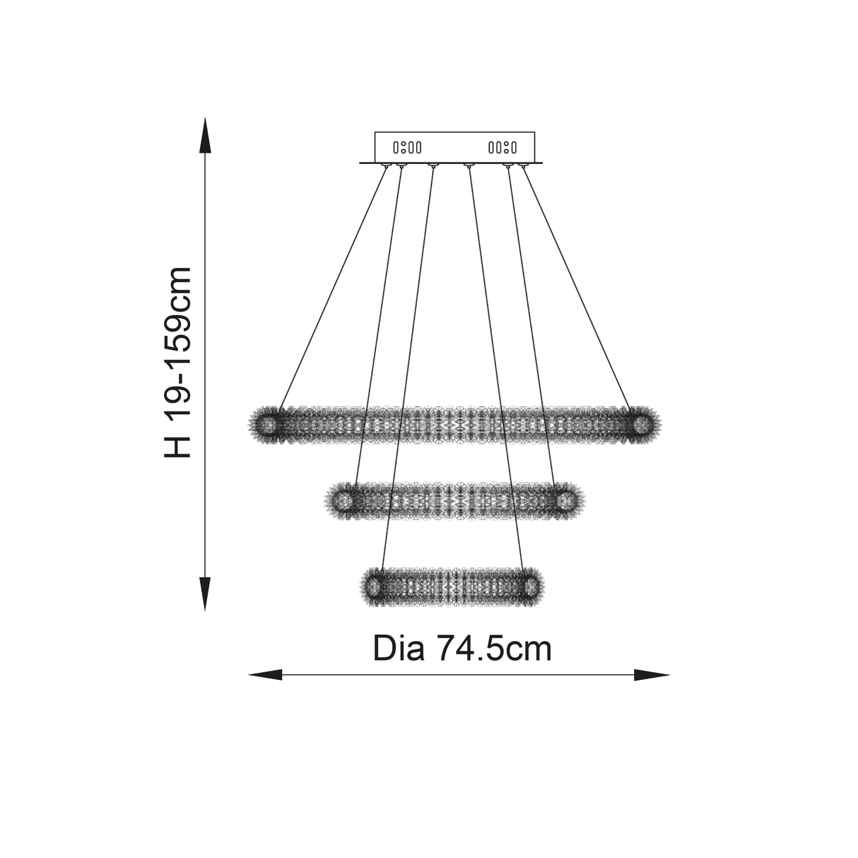 Neve 3 Ring Pendant Ceiling Light - Comet Lighting