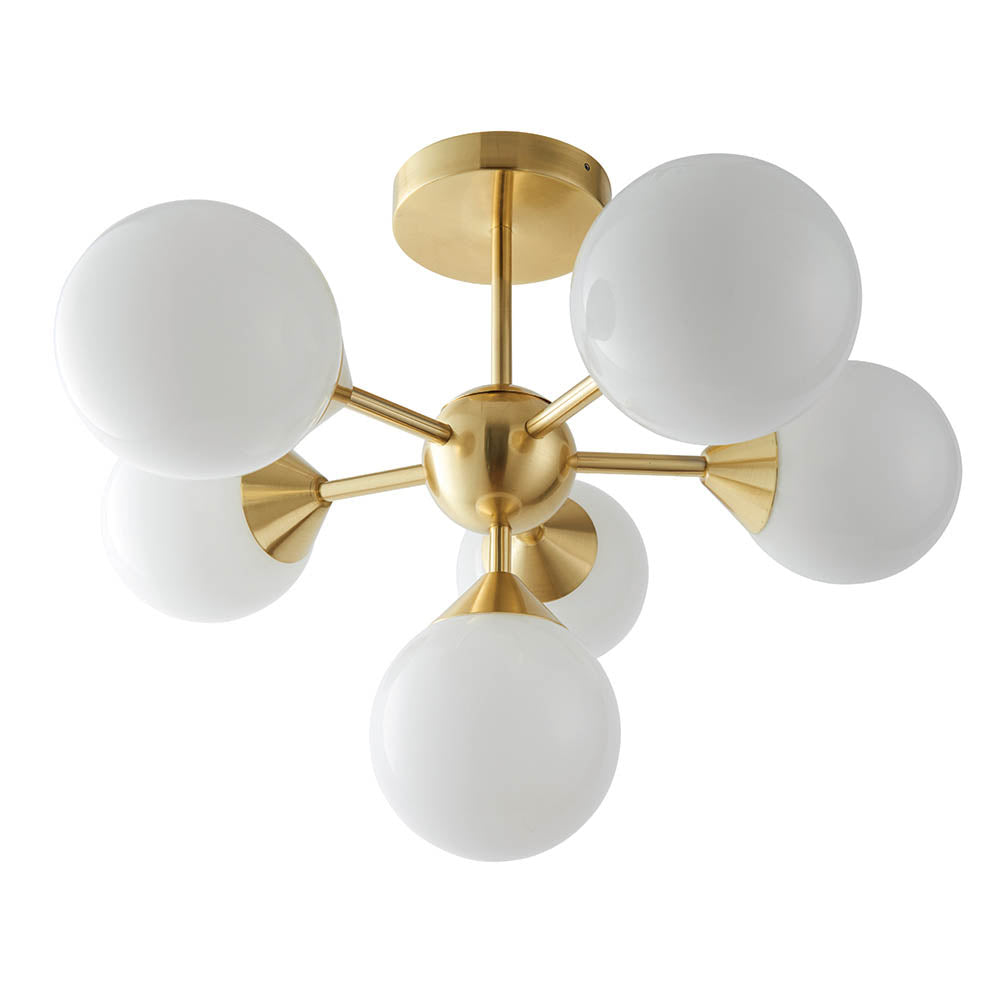 Oscar 6-Light Semi Flush Ceiling Light Brass - Comet Lighting