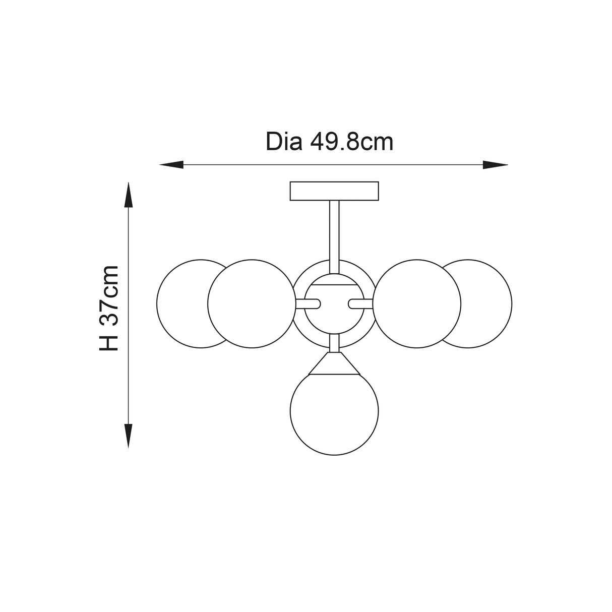 Oscar 6-Light Semi Flush Ceiling Light Brass - Comet Lighting