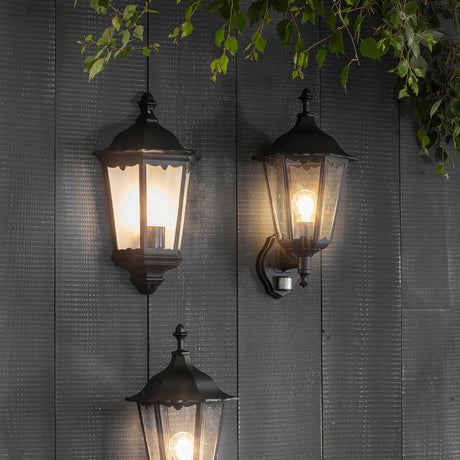 Burford 1-Light Outdoor Wall Lantern & PIR Black - Comet Lighting